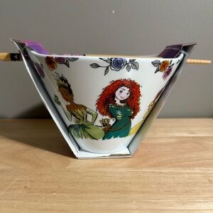 Disney Princess Floral Ramen Bowl with Chopsticks ceramic